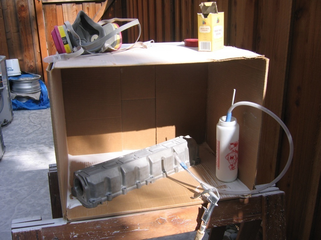 Soda blasting cam tower